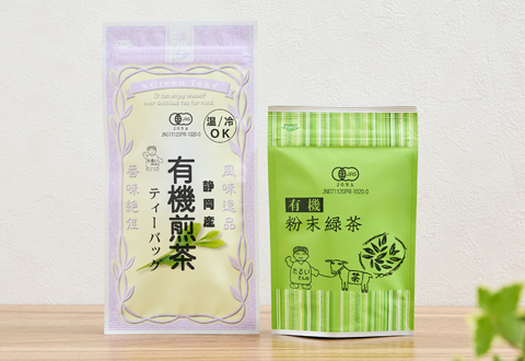 日本農産・有機煎茶ティーバッグ・有機粉末緑茶 セット